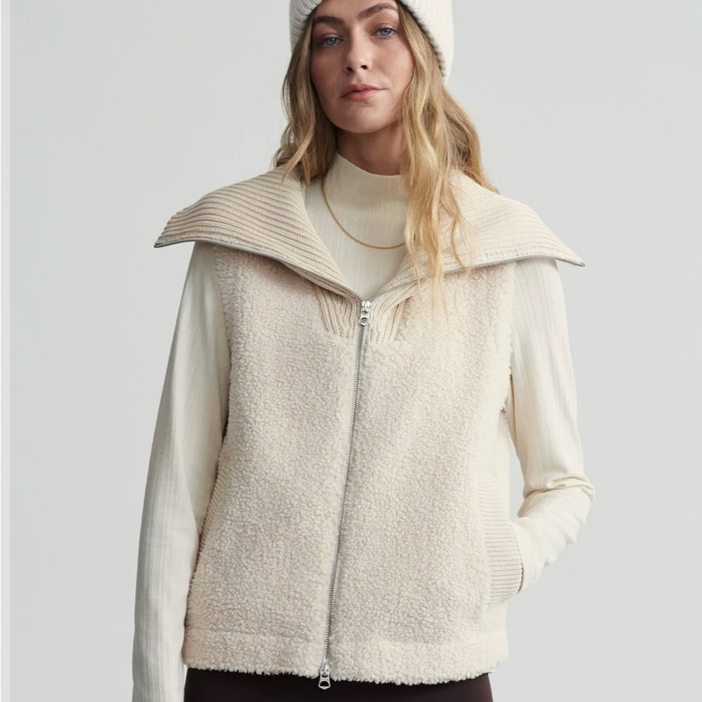 Varley Cream Sherpa Zip-Up Vest